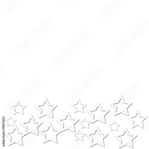 Fototapeta Naklejka Na Ścianę i Meble -  White stars  with shadow on the white background with copy sapce