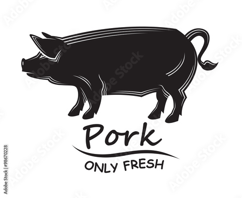 monochrome illustration with silhouette of the pig