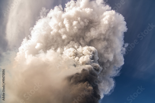 Volcano eruption. Mount Etna erupting from the crater Voragine
