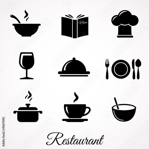 Restaurant icon set. Vector art.