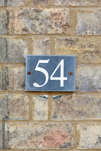 House number 54 sign