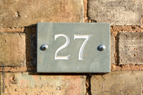 House number 27 sign