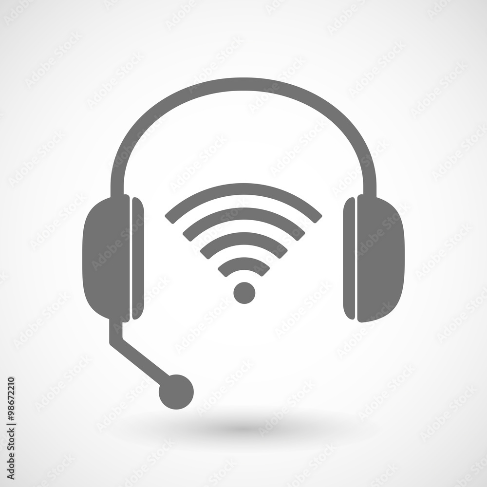 Remote assistance headset icon with a radio signal sign Remote assistance headset icon with a radio signal sign