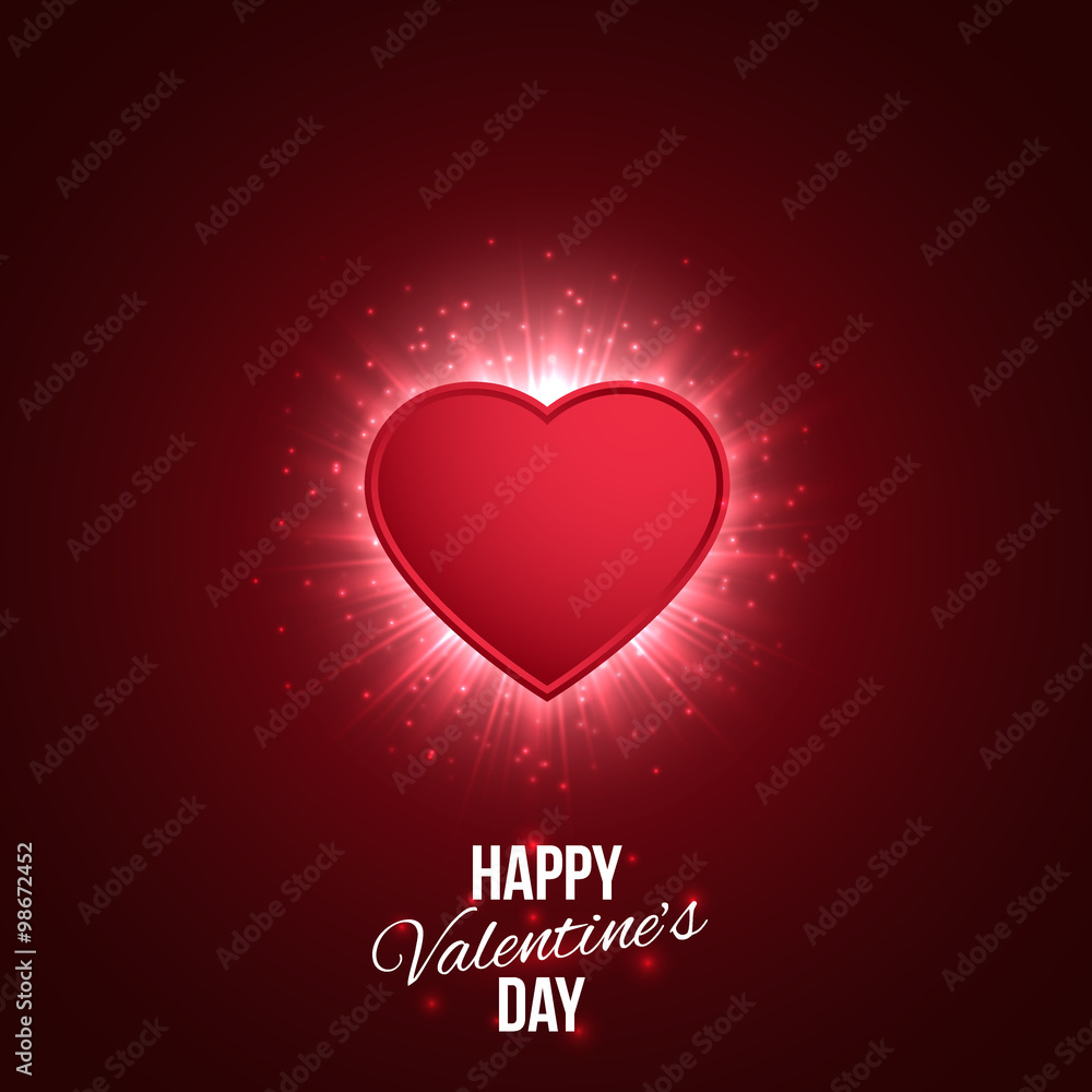 Banner for Valentine's day (14 February). Heart with explosive sunburst rays. Vector illustration Banner for Valentine's day (14 February). Heart with explosive sunburst rays. Vector illustration