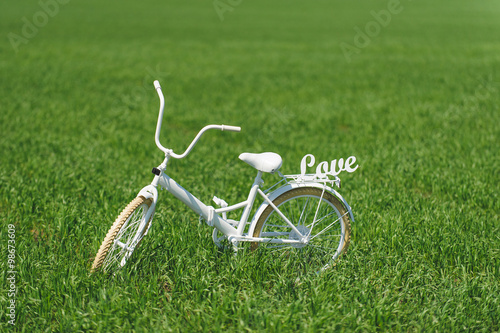 White Bicycle on Grass
