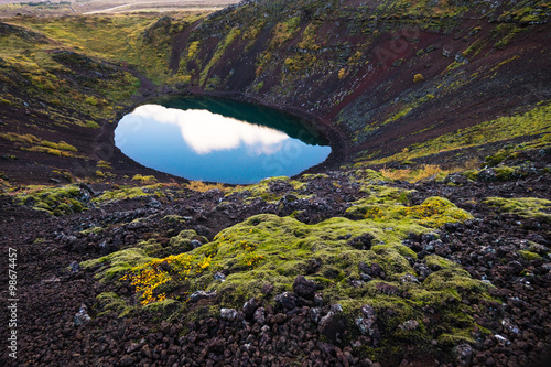 Kerid Icelandic blue volcanic crater lake photo