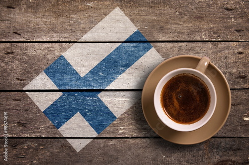 Wallpaper Mural Finland flag with coffee