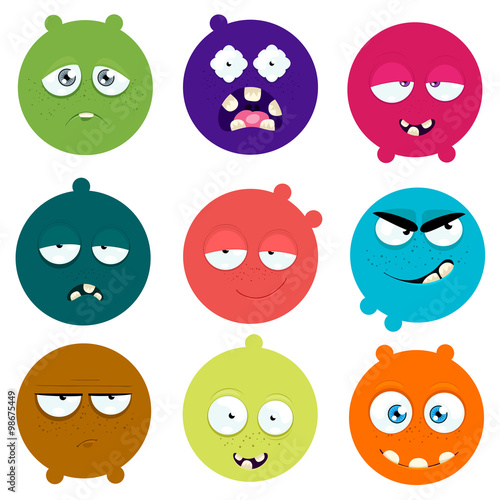 Set of cartoon faces with expression of emotions © aklionka