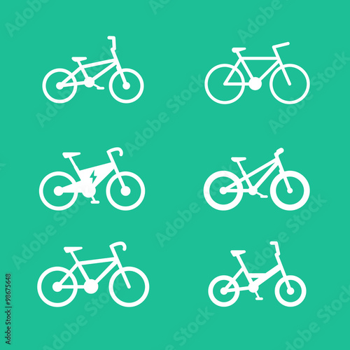 bicycle, cycling, bike, electric bike, fat-bike isolated icons, vector illustration