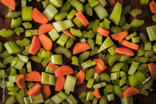 Slice of carrot and celery background