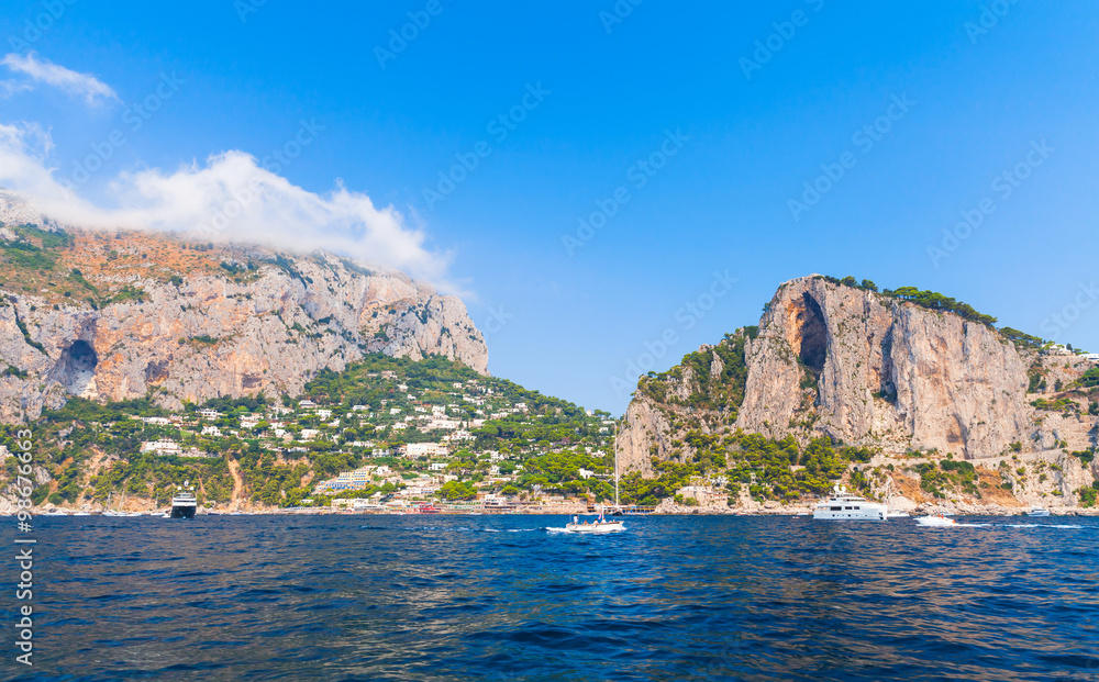 Rocks of Capri island near Marina Piccola beach
