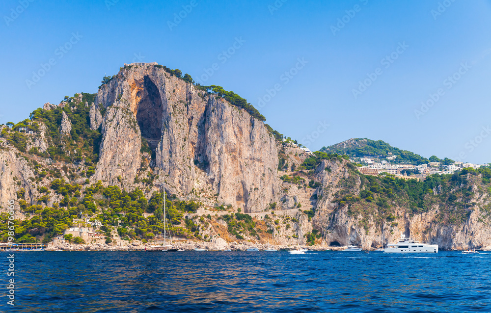 Rocks of Capri island near Marina Piccola beach