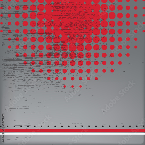 Red and gray background with circles