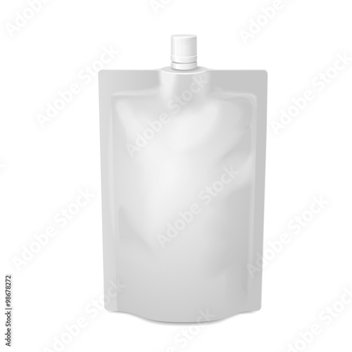 White blank foil food or drink bag packaging with spout template