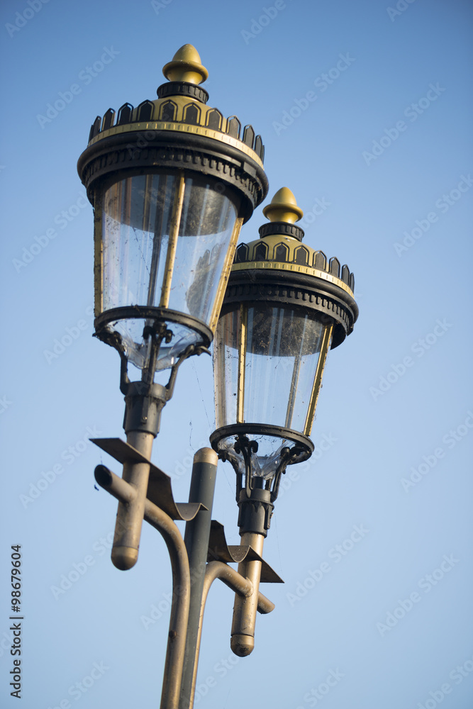 Vintage lantern. against the sky