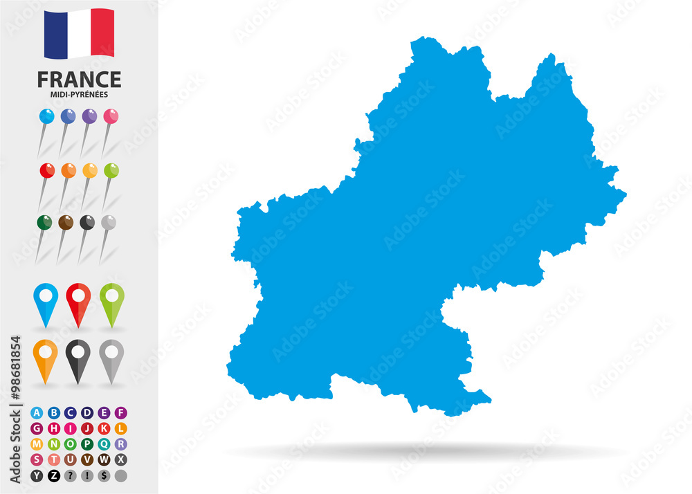 Region of Midi-Pyrenees in France Europe