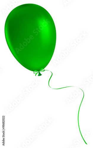 Green balloon on a white background. Photorealistic vector illustration