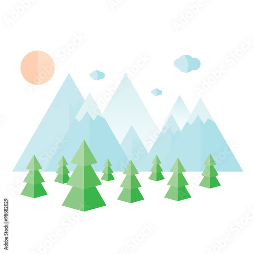 Winter forest in mountains