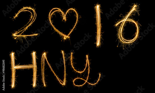 Happy new year 2016 written with Sparkle firework 