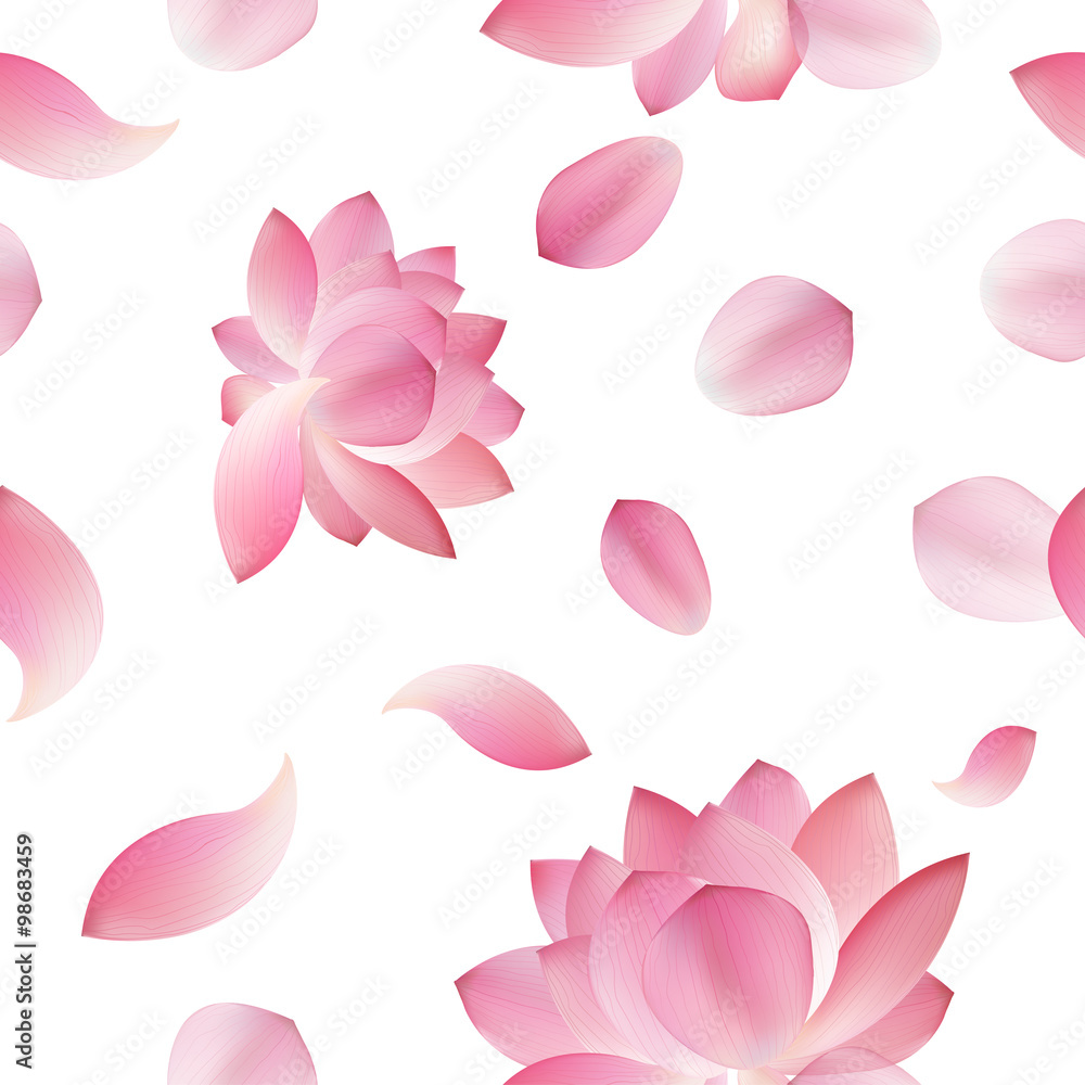Elegant seamless pattern with lotus flowers, design elements.