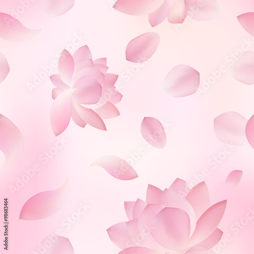 Elegant seamless pattern with lotus flowers, design elements.