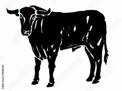 silhouette bull, grunge vector illustration