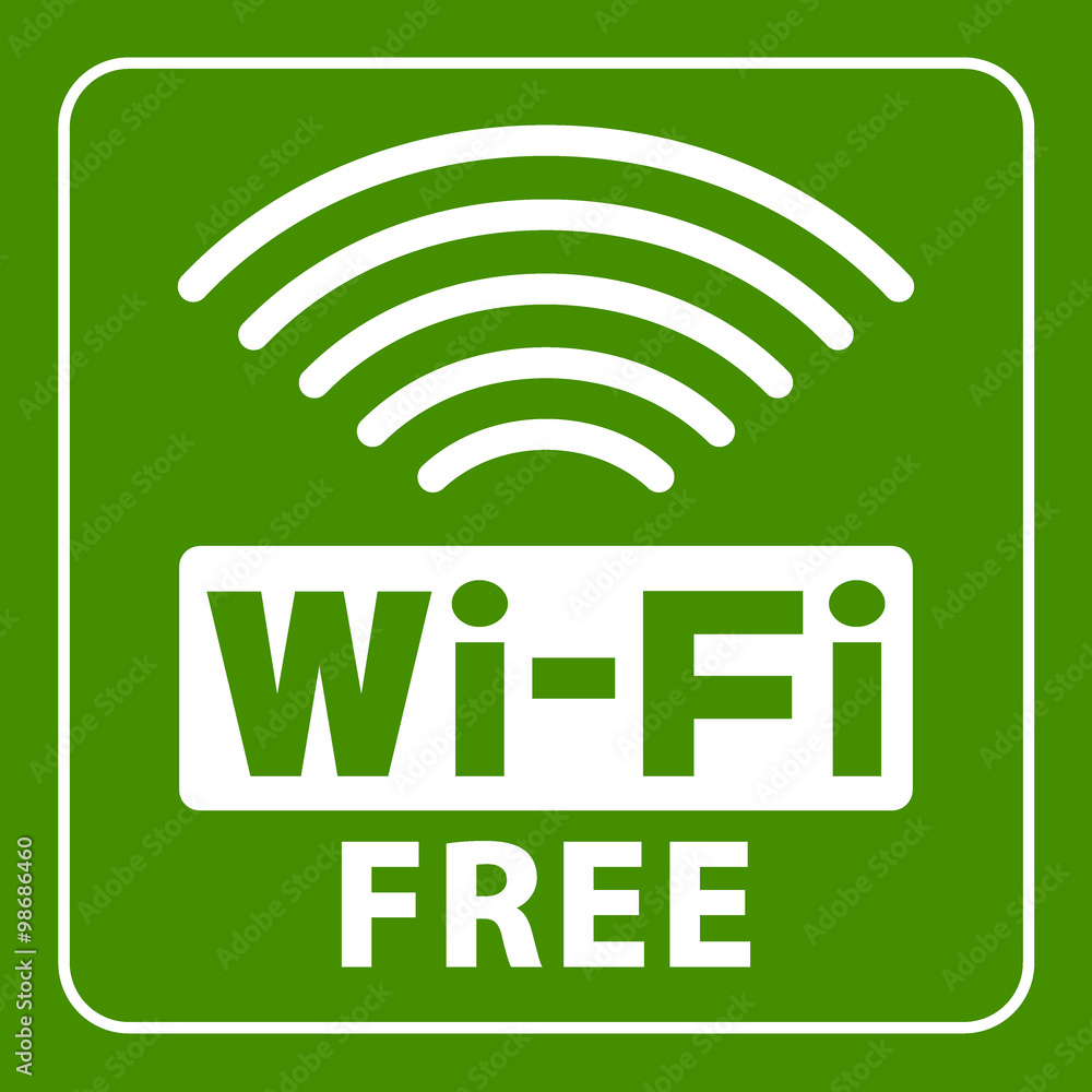 Wi-Fi icon. Wireless white sign isolated on green background. Network Symbol. Internet Emblem for business or commercial use. Stock vector illustration. You can change color and size Wi-Fi icon. Wireless white sign isolated on green background. Network Symbol. Internet Emblem for business or commercial use. Stock vector illustration. You can change color and size