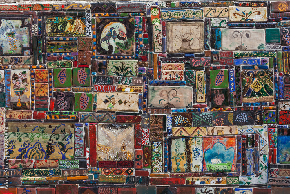 Multicolor mosaic handmade vintage ceramics