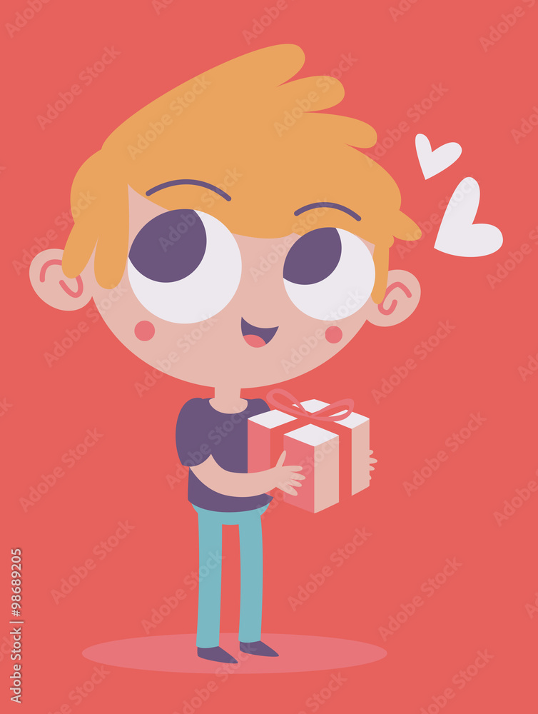 Cute Boy Holding a Present