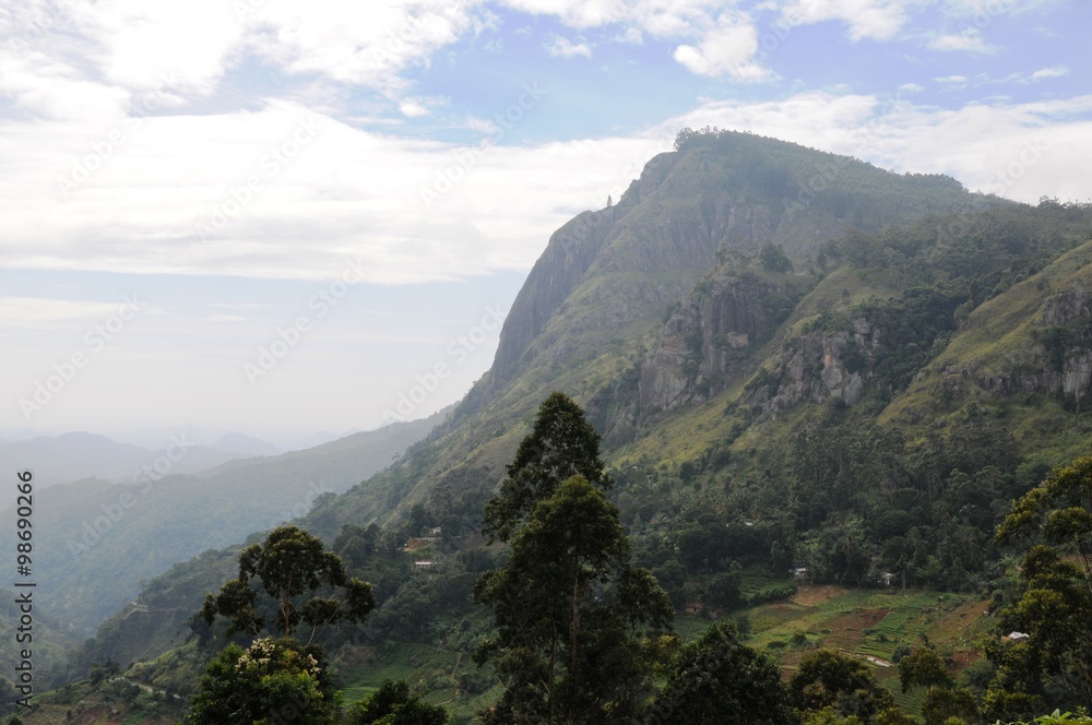 Mountain landscape in the surroundings of Nuwara Eliya.