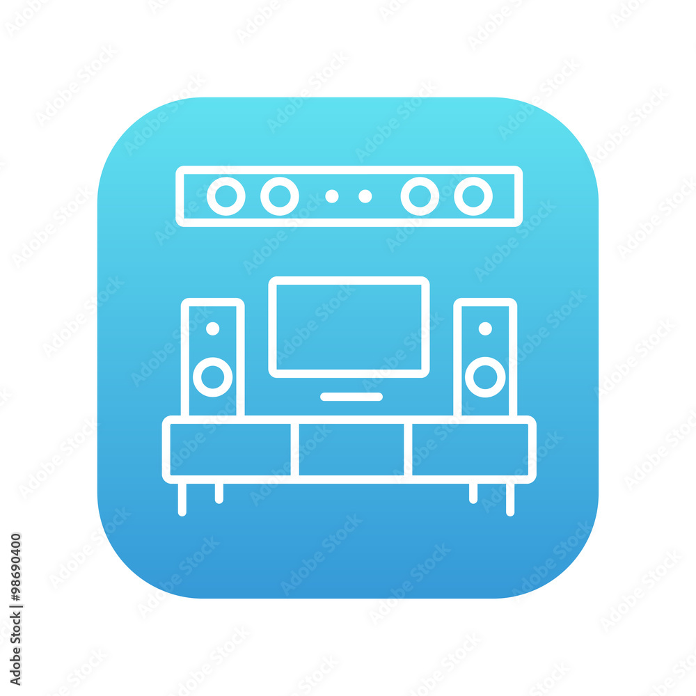 TV flat screen and home theater line icon. TV flat screen and home theater line icon.