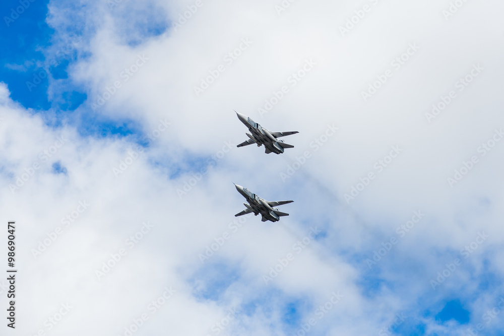 two Russian attack planes SU 24 on exhibition two Russian attack planes SU 24 on exhibition
