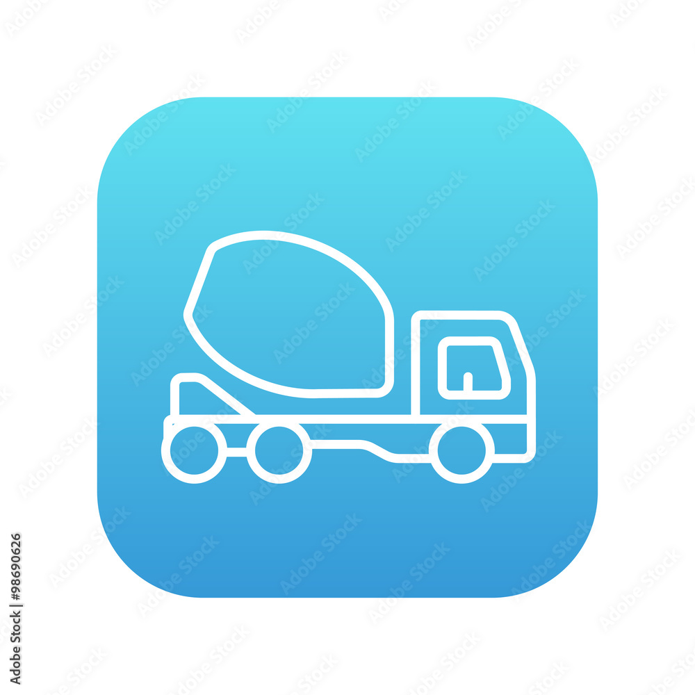 Concrete mixer truck line icon.