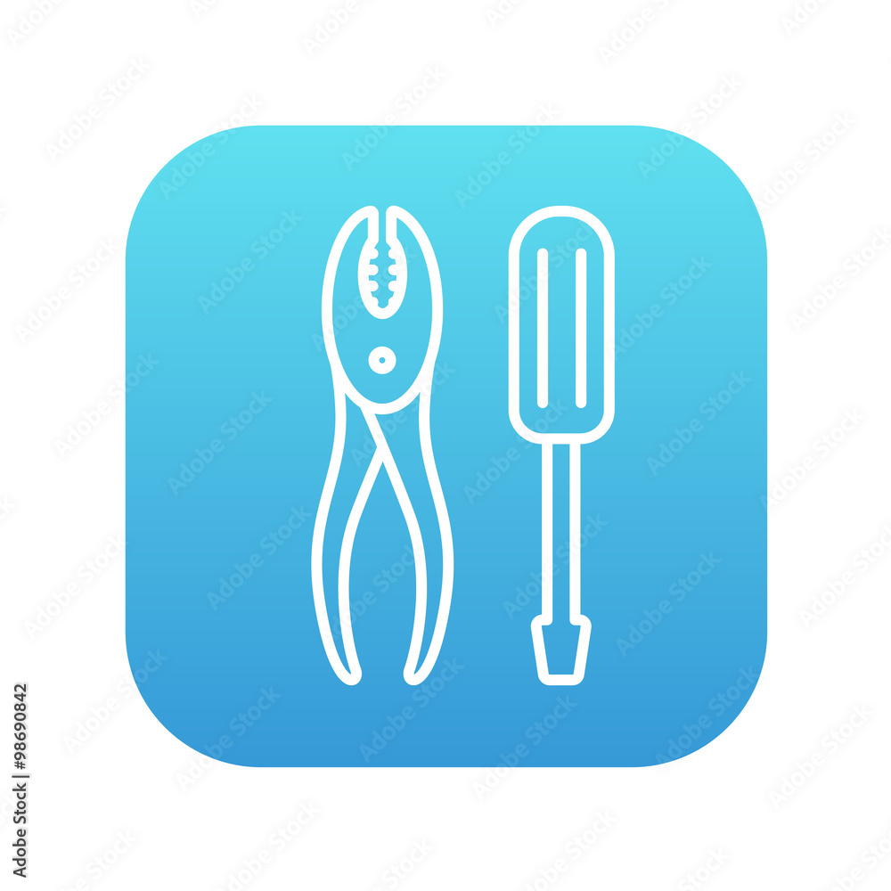 Screwdriver with pliers line icon. Screwdriver with pliers line icon.