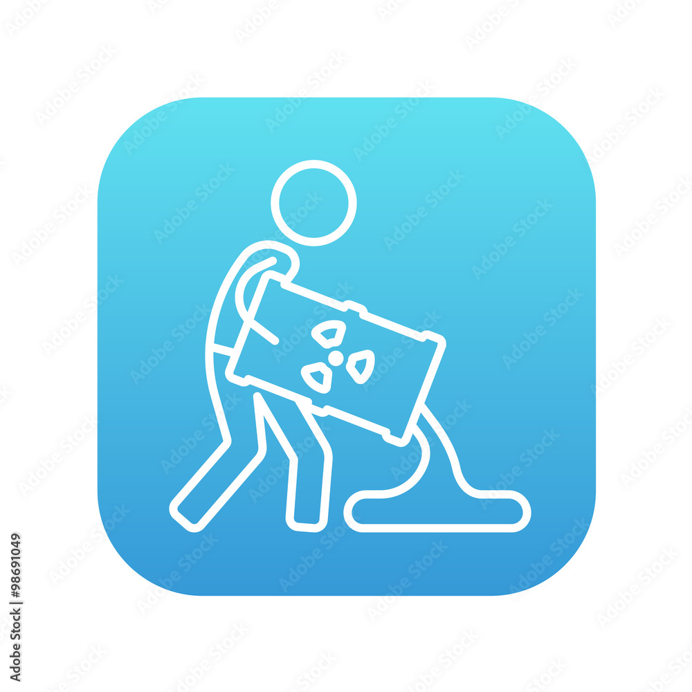 Fototapeta premium Man with oil barrel line icon.