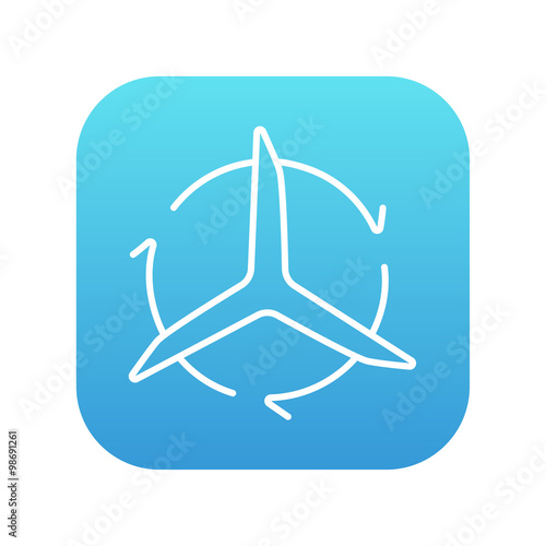 Windmill with arrows line icon.