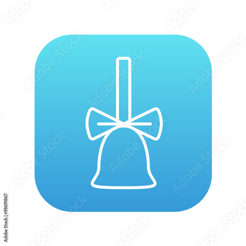 School bell with ribbon line icon.