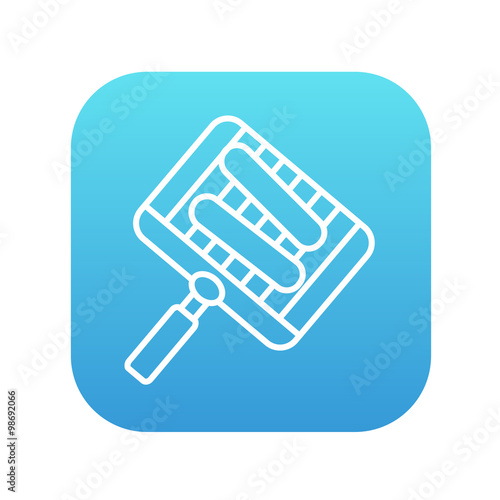 Grilled sausages on grate for barbecue line icon.