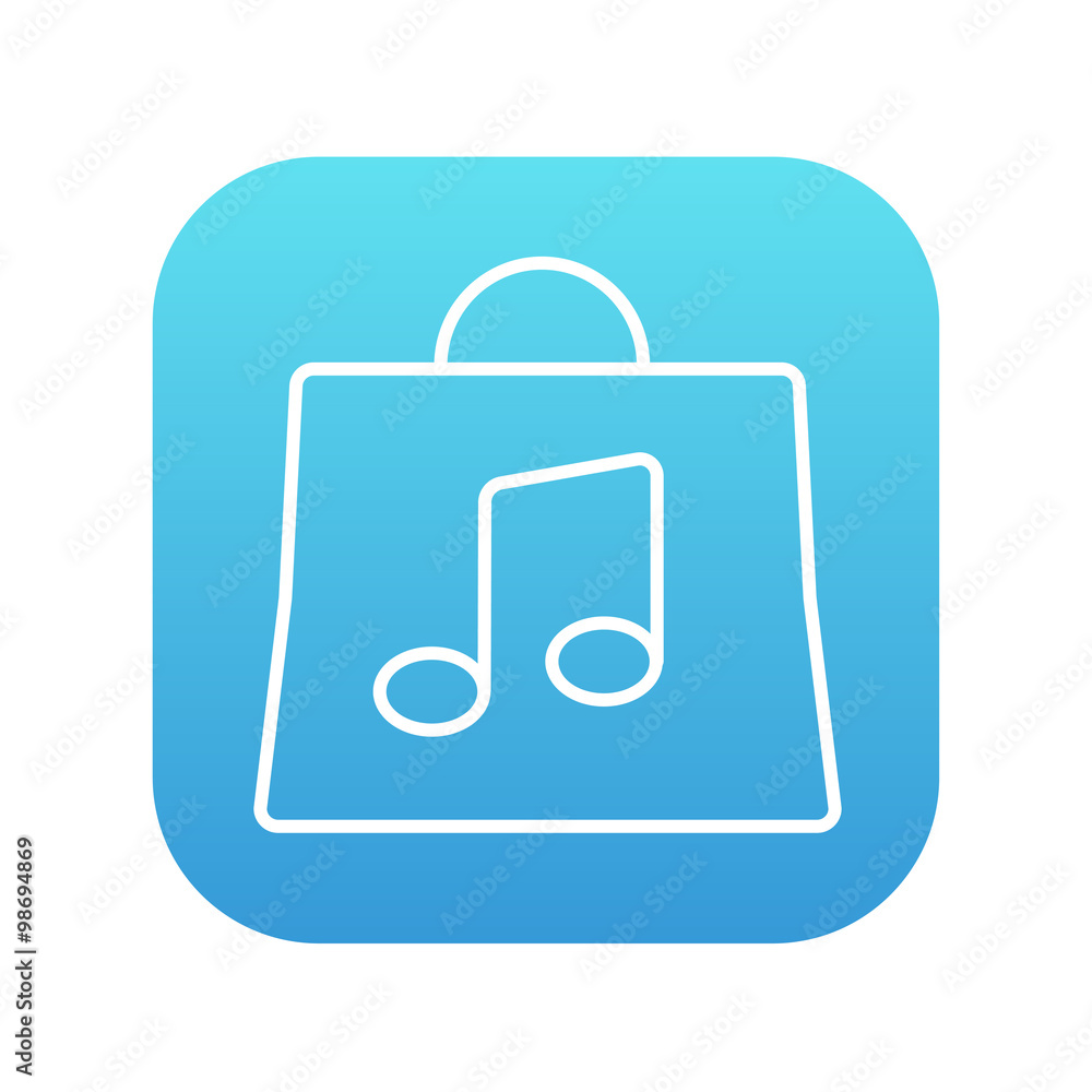 Bag with music note line icon. Bag with music note line icon.