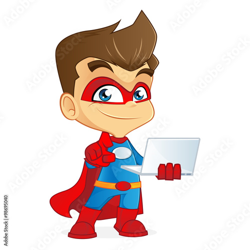 Cartoon illustration of a superhero