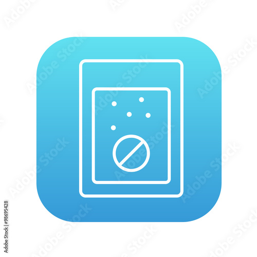Tablet into glass of water line icon.