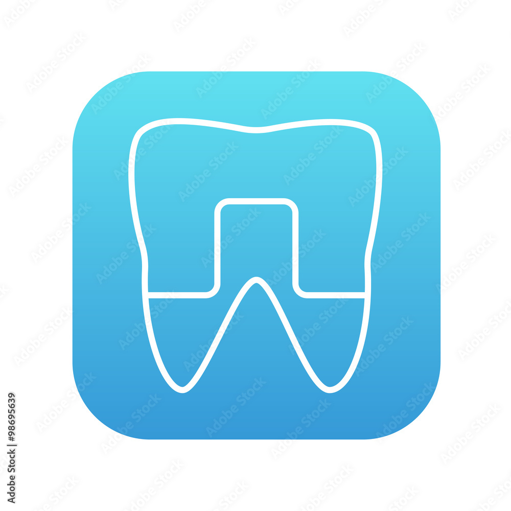 Crowned tooth line icon. Crowned tooth line icon.