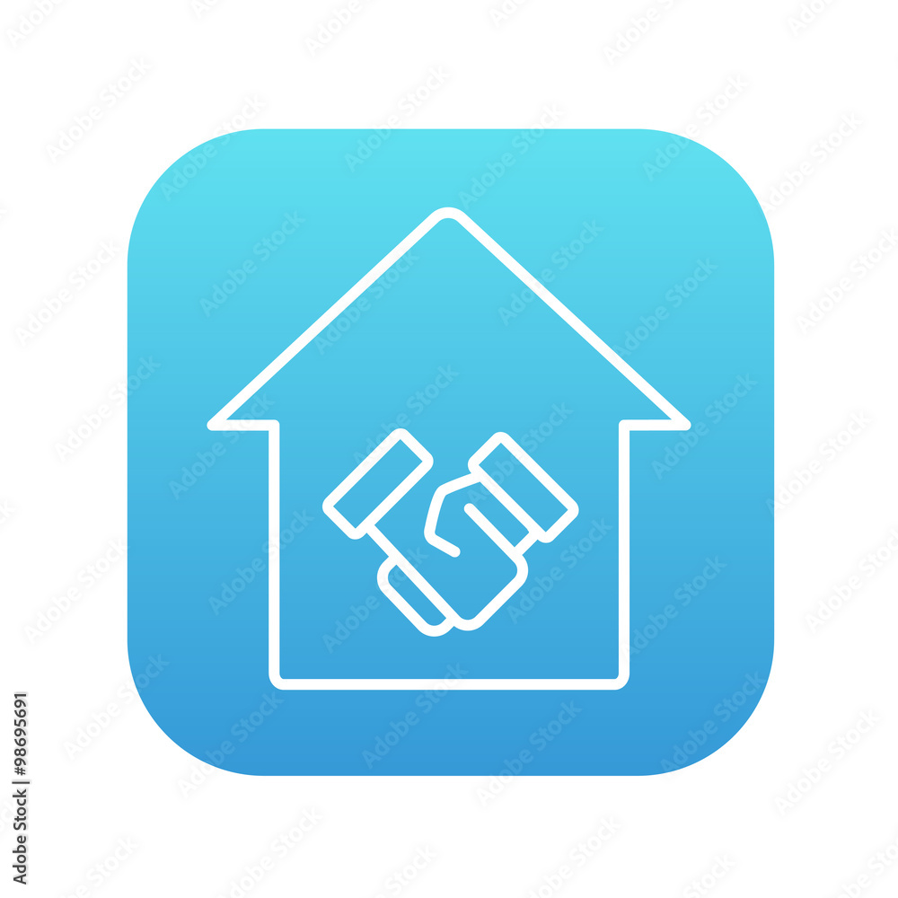 Handshake and successful real estate transaction line icon. Handshake and successful real estate transaction line icon.