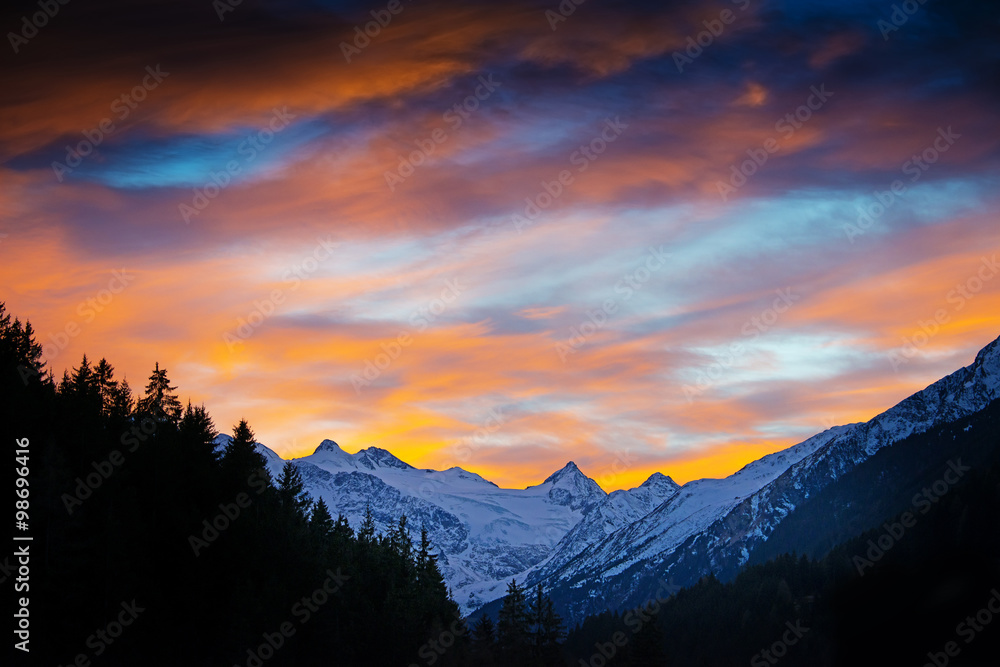  Alps in winter - sunset time