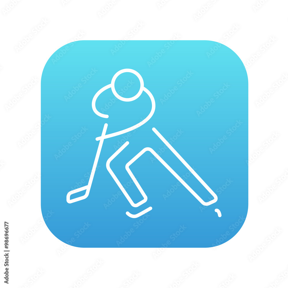 Hockey player line icon. Hockey player line icon.