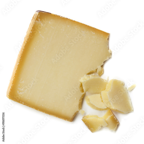 Gruyere Cheese Isolated on White