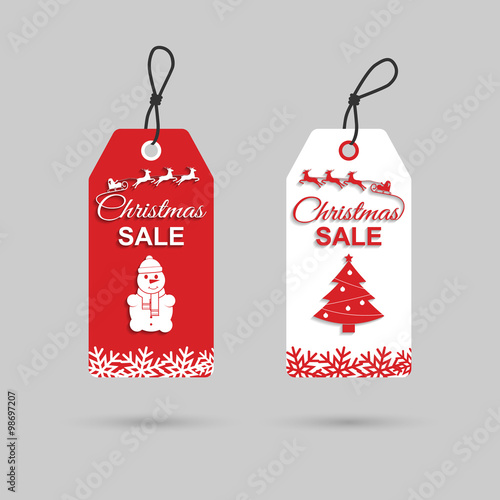 Christmas sales tag. Christmas discounts.