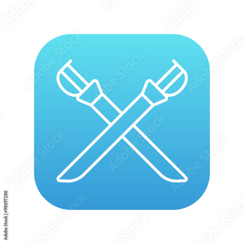 Crossed saber line icon.