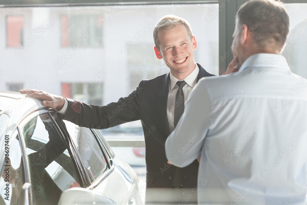 Smiling to a client Smiling to a client