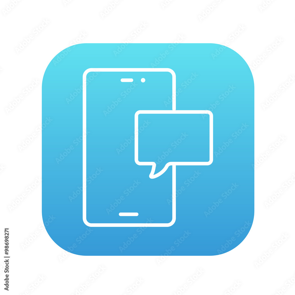 Touch screen phone with message line icon. Touch screen phone with message line icon.